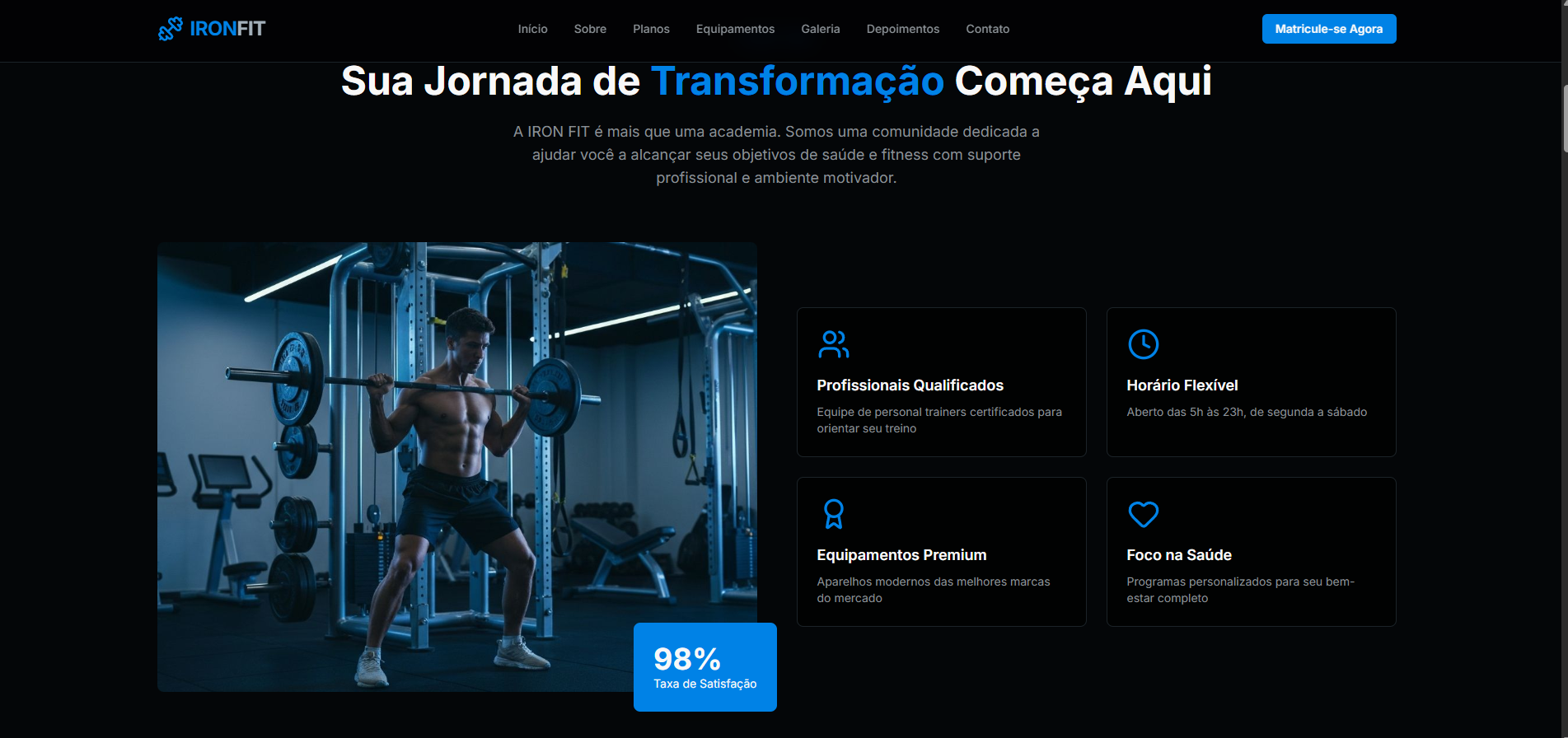 Prévia do site IronFit